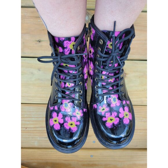 Doctor Martens JUNIOR 1460 PANSY PATENT LEATHER LACE UP BOOTS DR DOC WOMENS 5 36 - Picture 15 of 16